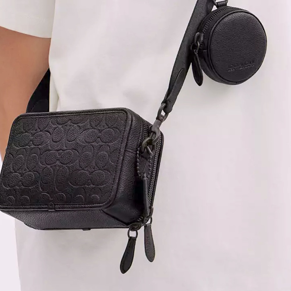 Coach Charter Crossbody With Hybrid Pouch In Signature Leather - BLACK